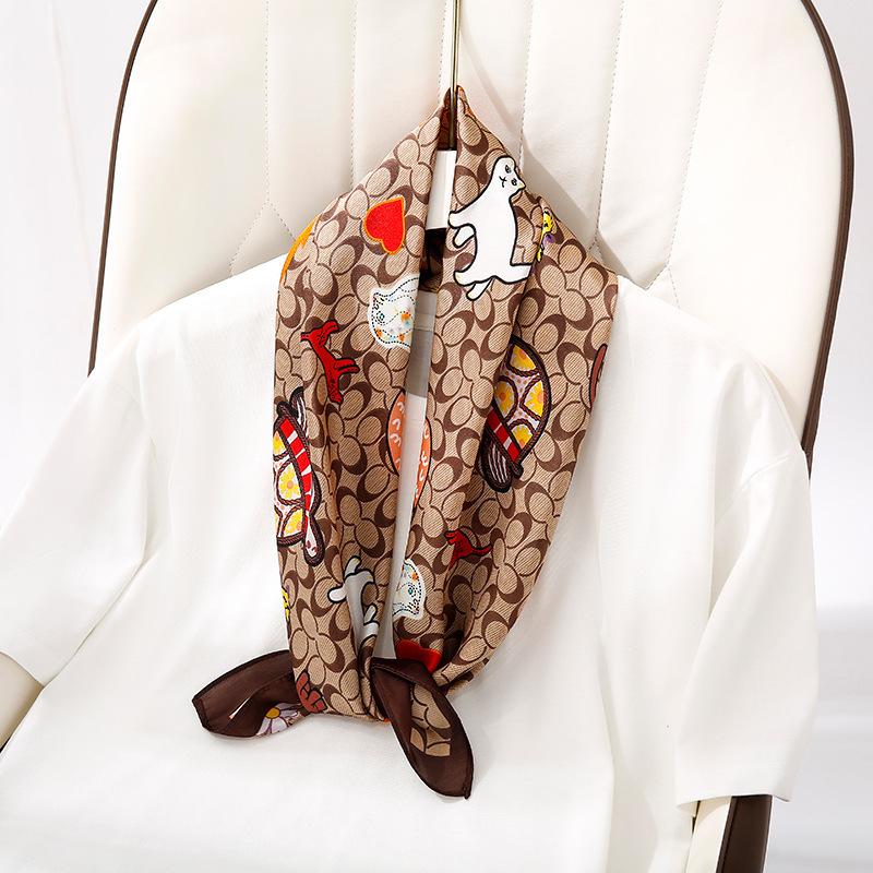 New Silk Square Scarf Women Luxury Floral Print Kerchief Soft Satin Hairband Hands Bag Ribbon Foulard Hijab Neckerchief Headband