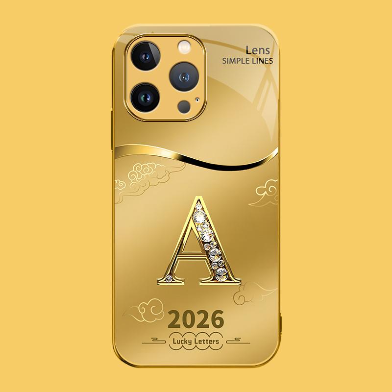 Suitable for [iPhone 13 Pro Max] high-end phone case🤩，choose from 26 letters of the English alphabet, each with an exquisite auspicious cloud pattern to bring you good luck YM99