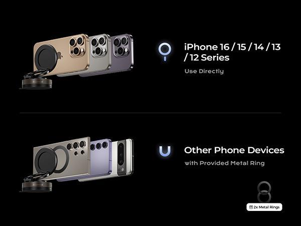 Vacuum Magnetic Suction Cup Phone Mount forMagsafe, 360° Adjustable Magnetic PhoneHolder, Pocket Size Foldable Portable Cell PhoneHolders for Your Car for All Smartphones & AllCar Models