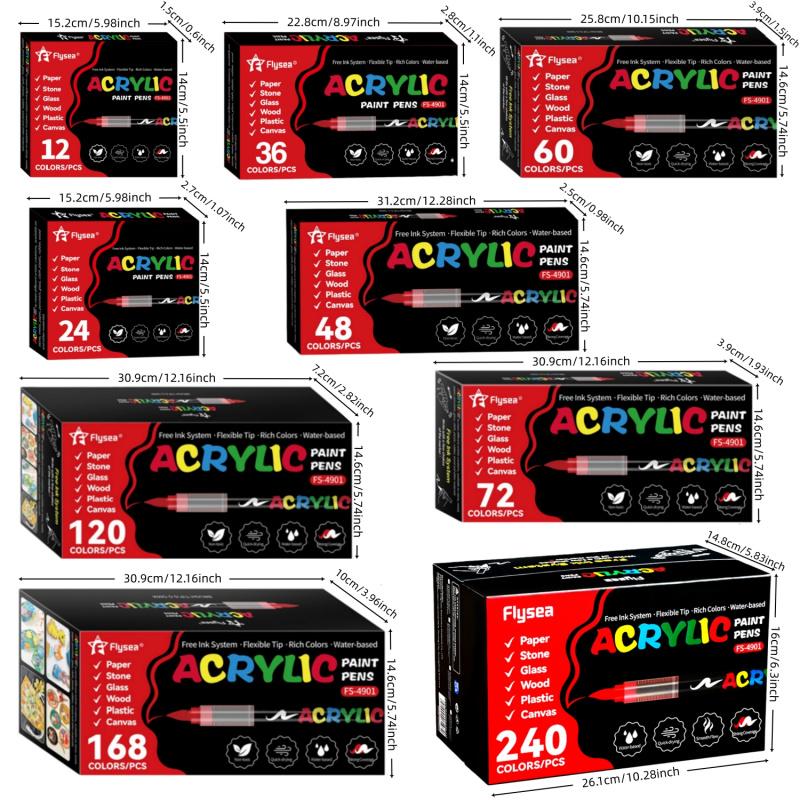 Acrylic Paint Markers, Soft Brush Tip Acrylic Paint Pens, Quick-Drying Waterproof Ink, for Rock Painting Plastic Wood Canvas Glass Ceramic Metal Art Crafts Supplies Christmas Gift