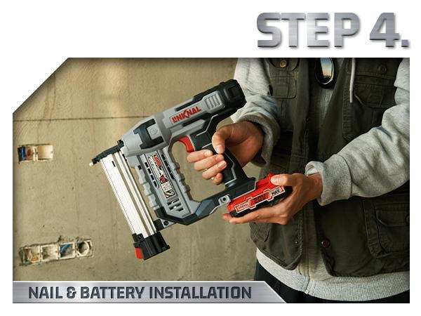 LINKNAL Electric Nail Gun, Cordless Brad Nailer, 18 Gauge, 2×20V Li-ion Batteries, Charger & 1000 Nails Included (L820-BN) - Tool Cordless Heavy Duty