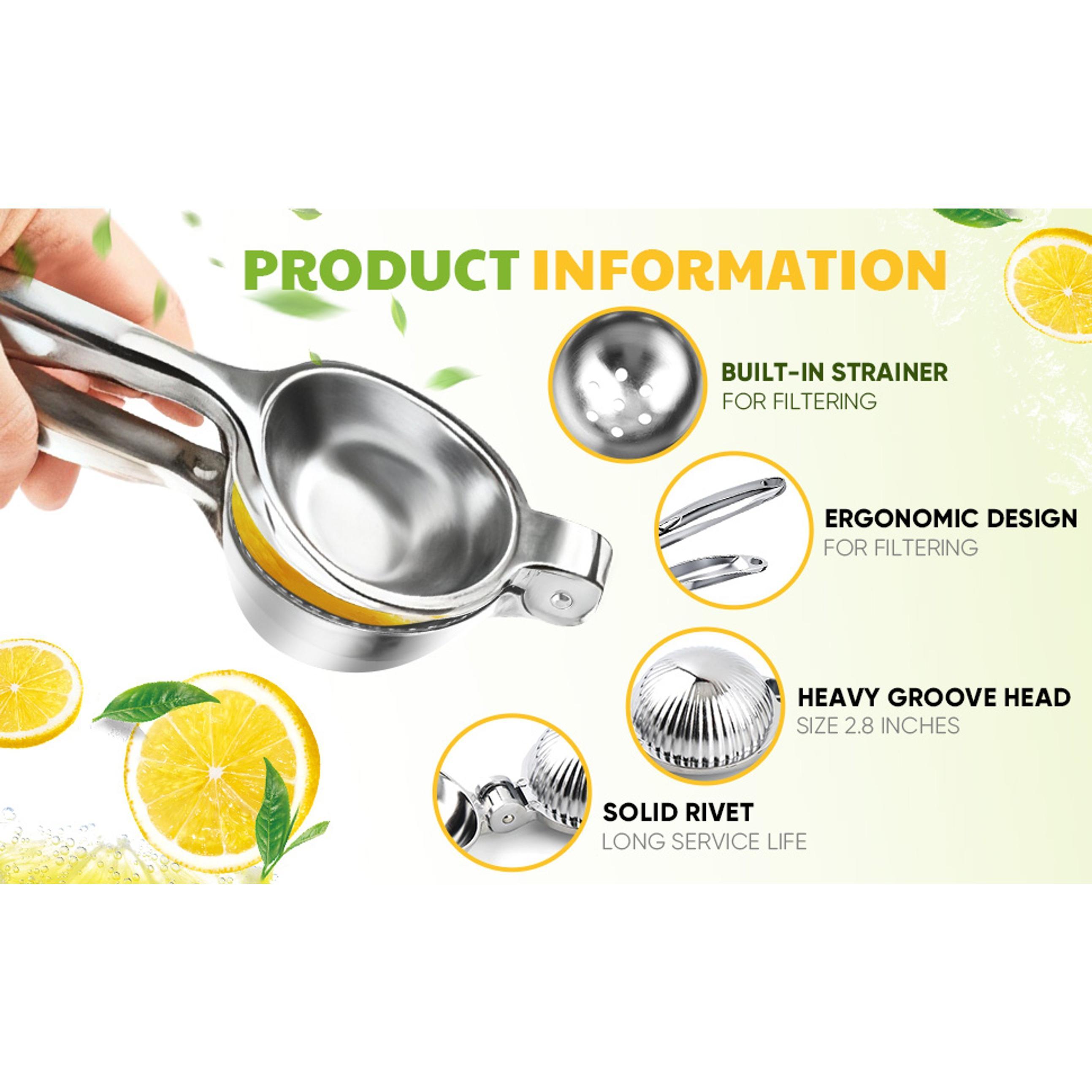 Lemon Squeezer Large, Lemon Squeezer Juicer Stainless Steel, Heavy Duty Manual Citrus Juicer Hand Press, Kitchen Tools Lime Squeezer Bar Tool, Easy to Clean Metal Lemon Hand Press