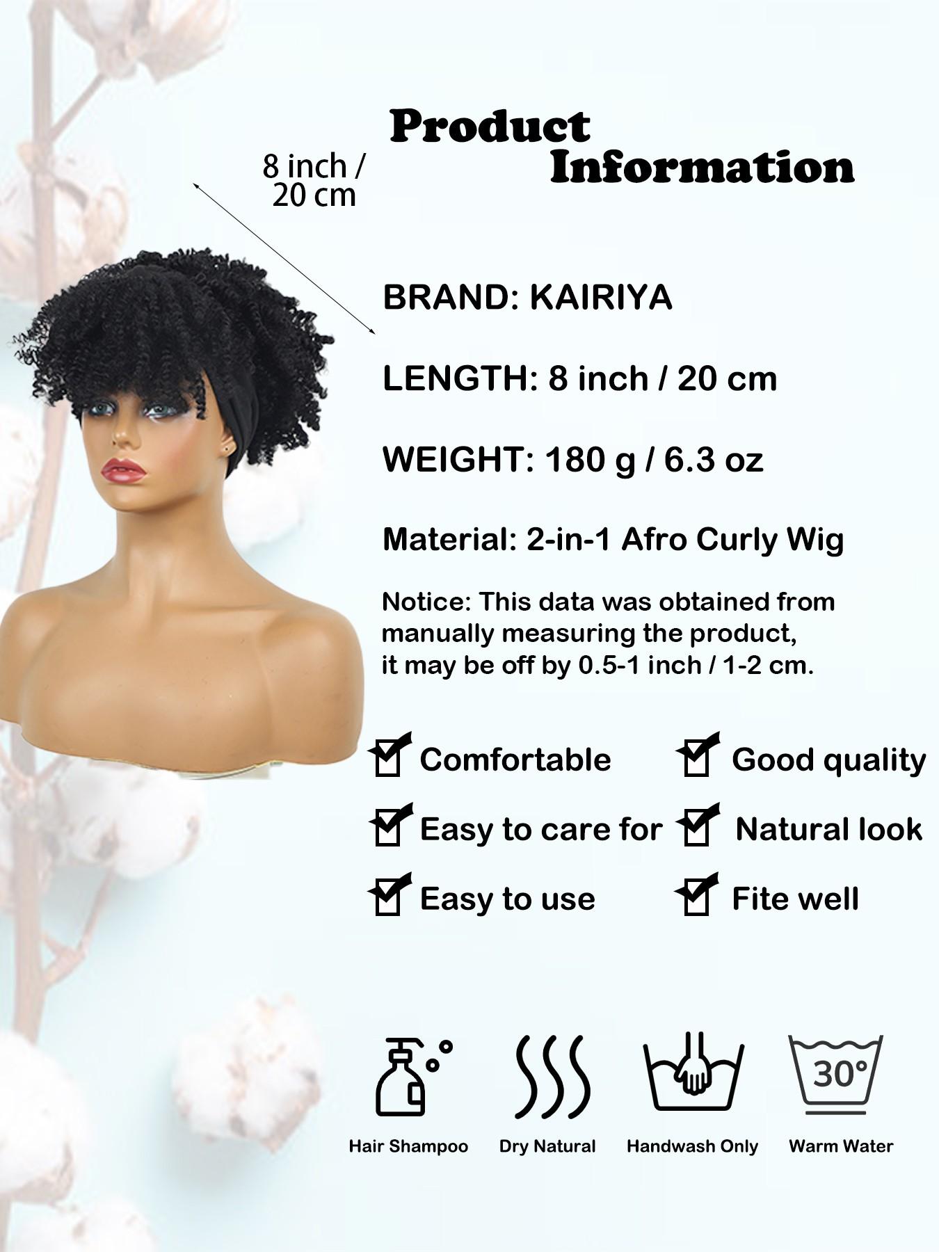 Two-In-One Curly Wig Set for Women, Voluminous Gradient Ponytail with Headband Scarf, Perfect for Festive Events