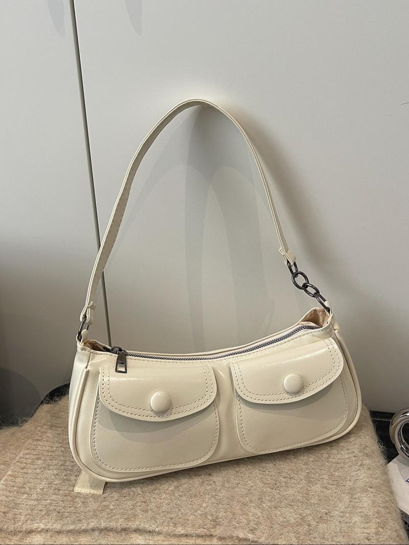 Women's Leopard Print Shoulder Bag, Vintage Dual Pocket Handbag with Zipper Closure, Fashionable and Versatile, Fashionable Patterned Bag, Perfect for Daily Use