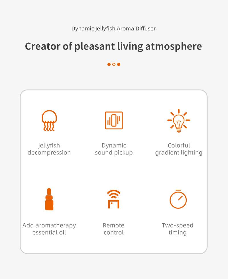 New dynamic multi-spray aromatherapy machine desktop flame humidifier household large fog colorful light remote control aroma diffuser Jellyfish Aroma jellyfish diffuser Multifunction