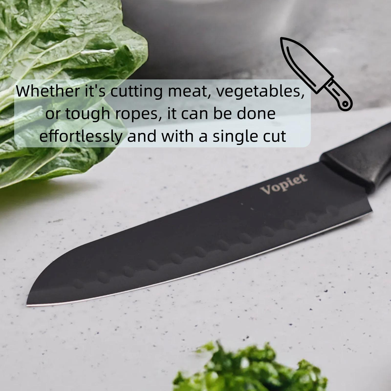 15 Pieces, Knife Set, Plastic Handle, Plastic Storage Holder,  Scissors, with Sharpener, Meat and Vegetable Cutter, Steak Cutter, Washable, Gift Set Utensils Modern Kitchen Container