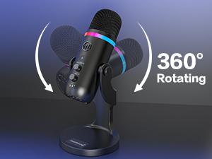 ZealSound USB Microphone,Noise Cancellation Condenser mic with Touch Mute,Gain,Echo,Monitoring,RGB Light for iPhone,iPad,Streaming,Podcast,Twitch,YouTube,Discord,PC,Computer,PS4,PS5,Mac,GamerWave K66 Audio Smartphone streaming equipment