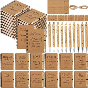 48 count Christian Spiral Notebooks Bulk with  Verse Pens, Bookmarks - Faith Journal and Prayer Notebook  Set for Women, Church, Religious,  Study, Small Groups, Sunday School Gifts