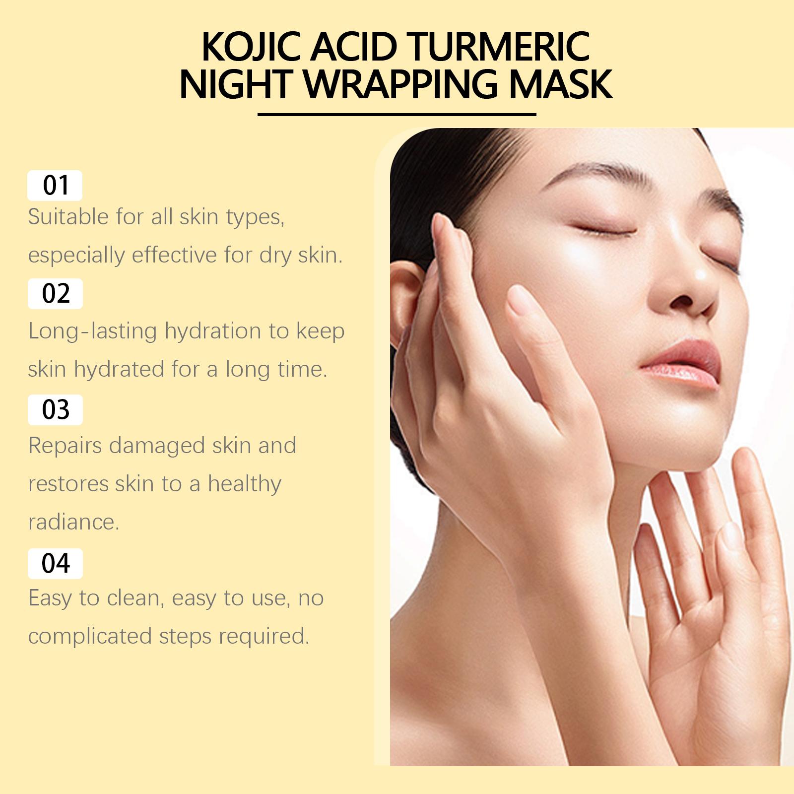 Kojic Acid Turmeric Night Mask，Rejuvenate overnight，Skincare Glowing Skin Intensive Comfort