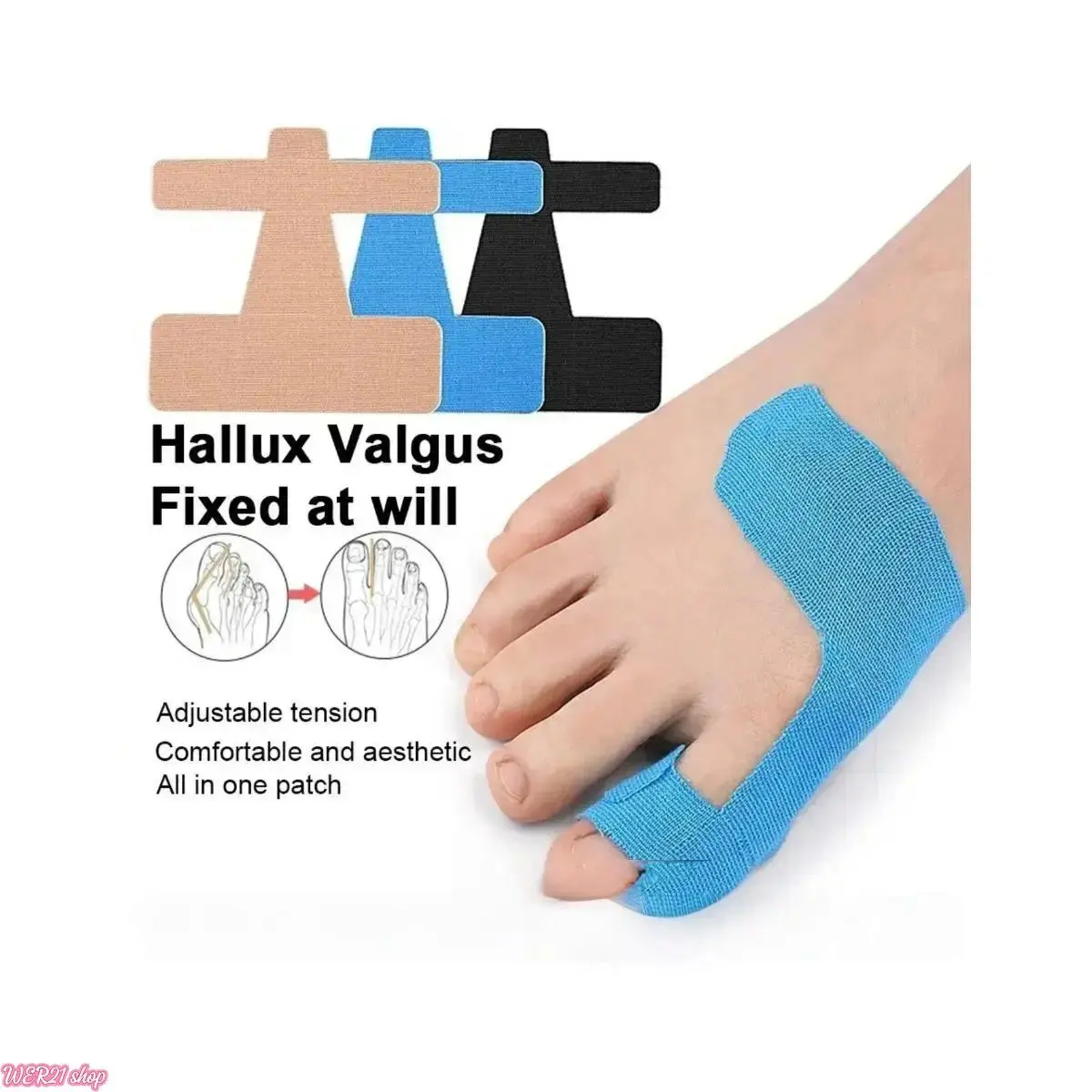 [WER21]Orthopedic Bunion Corrector Strap, Orthopedic Toe Straightener, Toe Corrector Sleeve, Breathable Toe Separator for Hallux Valgus Correction, Universal Fit Big Toe Support