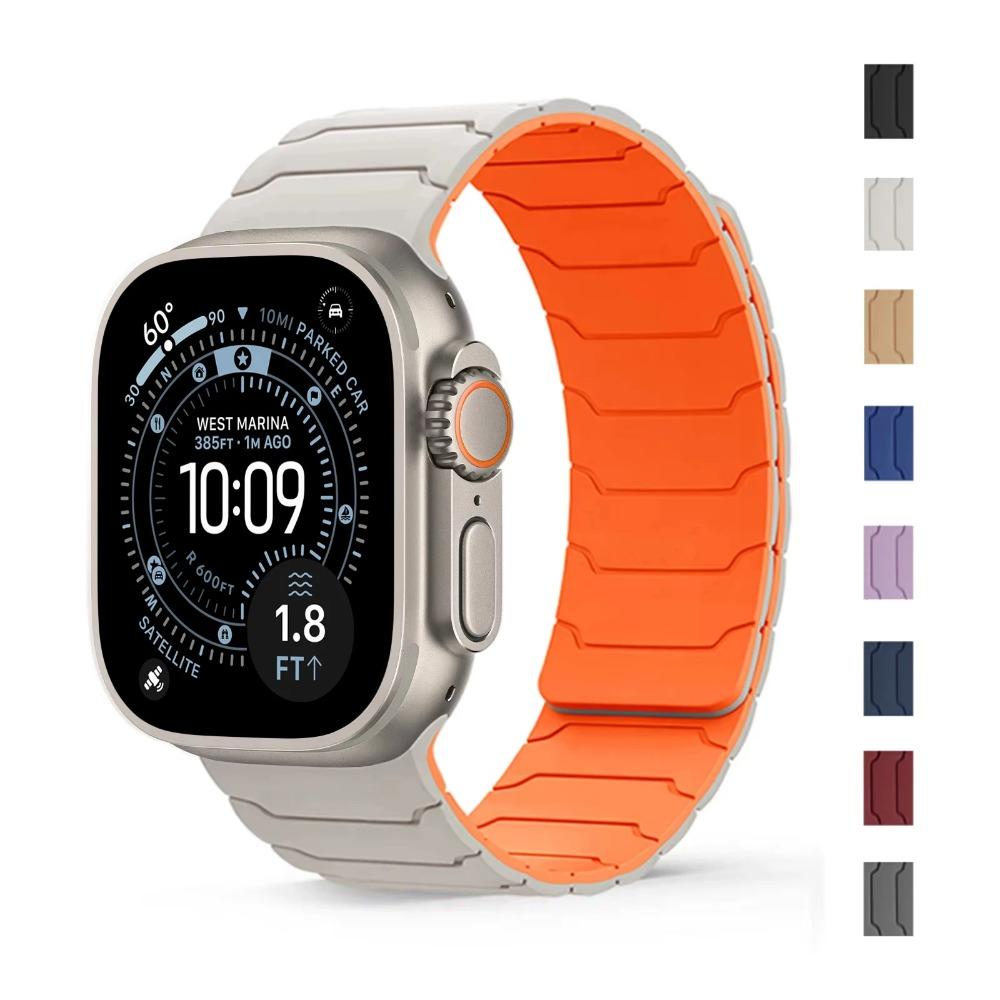 2-Pack Magnetic Silicone Watch Band Accessories for Apple Watch Ultra 2/3, SE, Series 8-11, Adjustable Tech Accessories Strap, 38-49mm