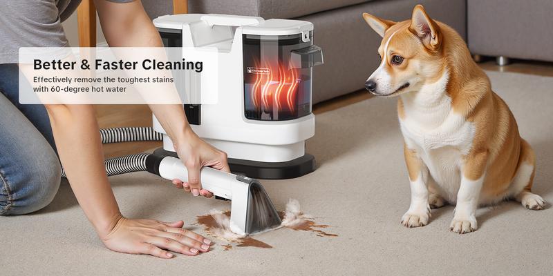 NEW Upgraded Heated Portable Spot Cleaner | Powerful Suction for Carpets, Upholstery, Car Interiors & Sofa
