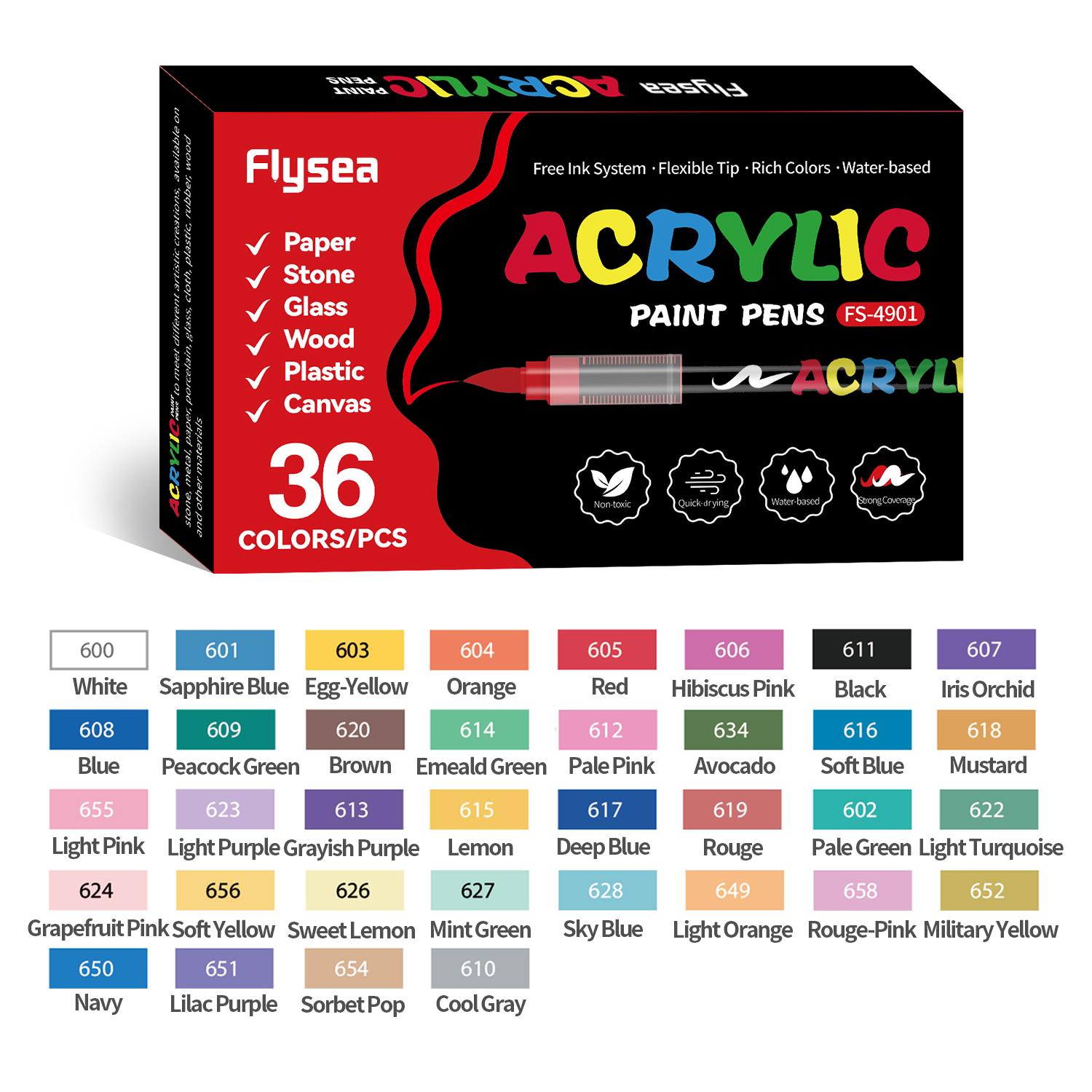 Acrylic Paint Soft Brush Markers Set, Soft Brush Tip, Automatic Ink Control, Paint Markers for Wood, Stone, Canvas, Glass, Fabric, DIY Crafts, Art Marker Pens, DIY Painting Supplies, Artist Supplies