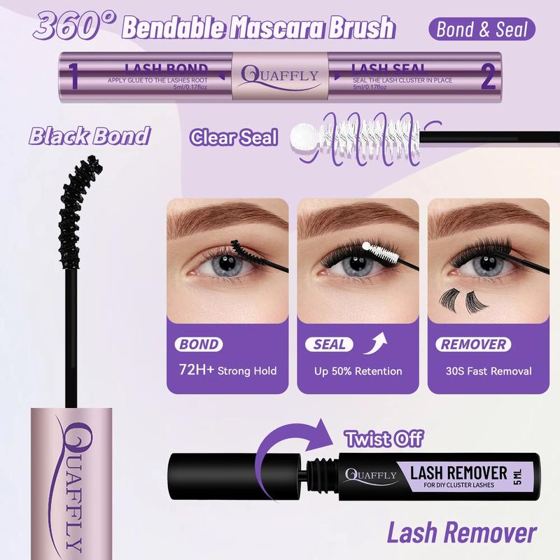 Eyelash Extension Kit, 1 Box Individual False Eyelashes with Eyelash Glue & Tweezers & Brush & Eyelash Remover, Professional Eye Makeup Accessories, Cosmetic