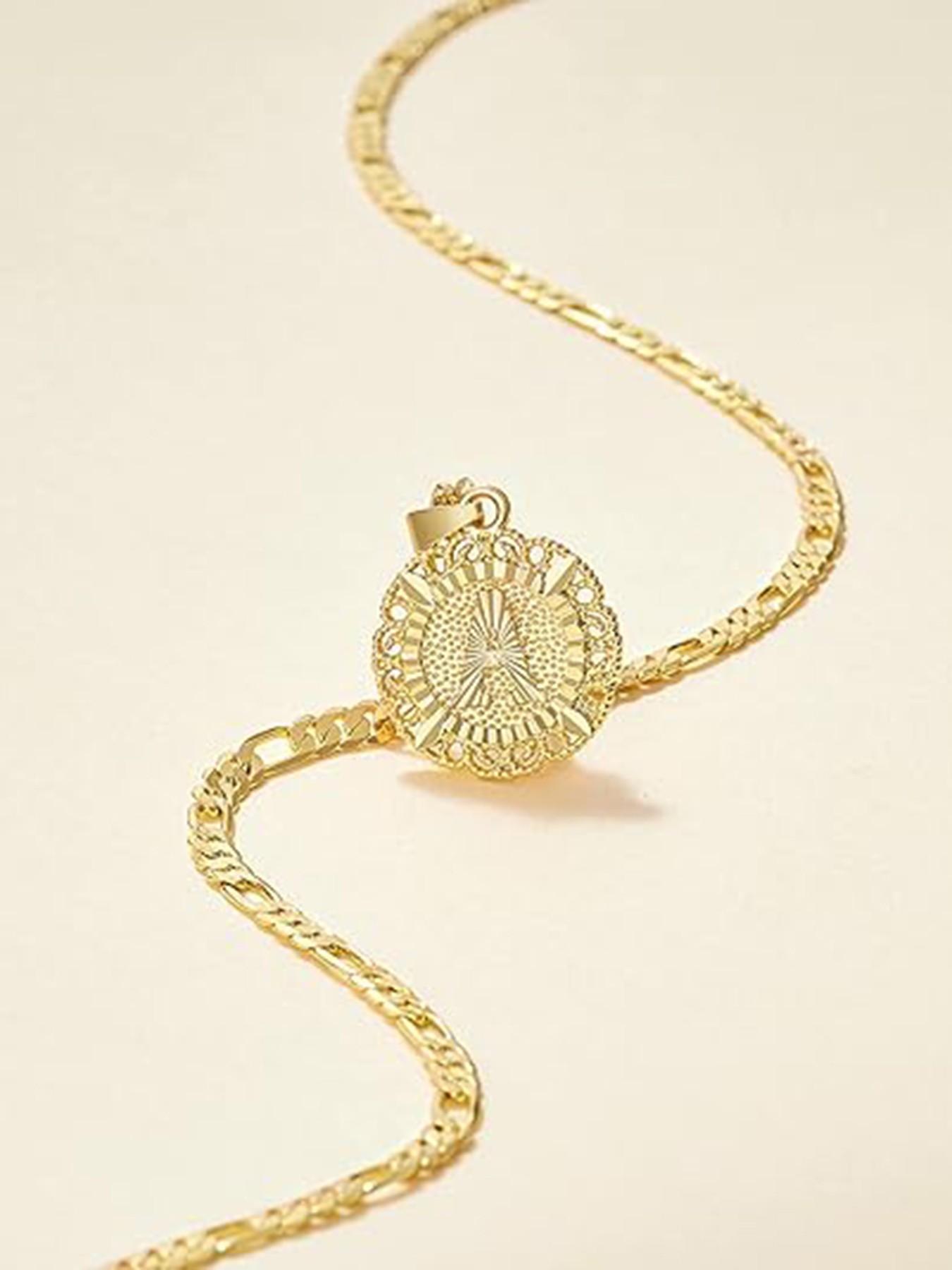 Lady-style initial letter necklace, 14K gold plated circular letter pendant with a combination of letter charms, a Floreal chain jewelry with letters ranging from A to Z, Mother's Day gift, back-to-school season necklace gift, Teacher's Day necklace gift