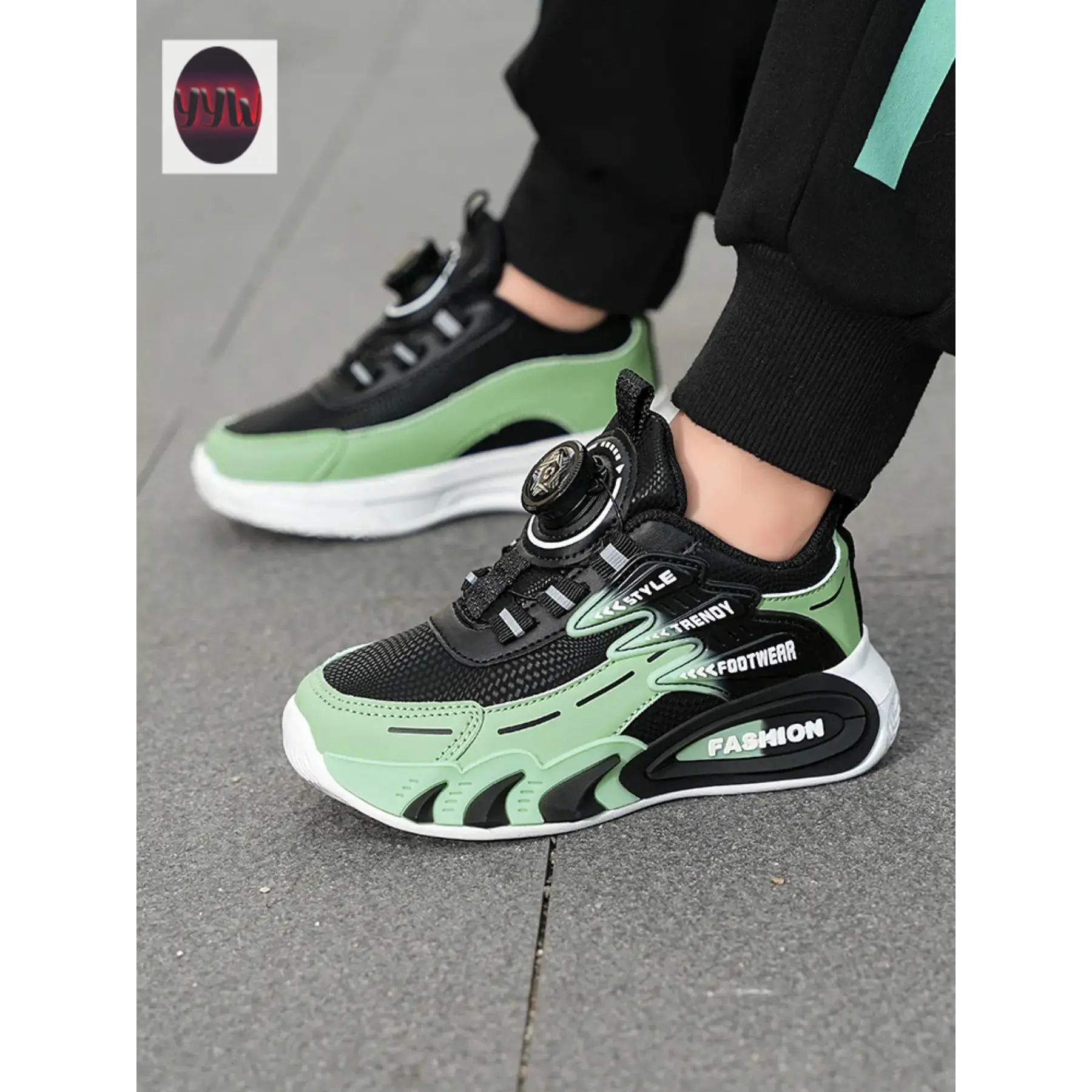 YYW1 Low-Top Shoes, Athletic Shoes, Training Shoes, PU Leather Casual Running Sneakers, Color Block Sneakers, Anti-Breathable Comfortable Boys & Girls, Kids Shoes