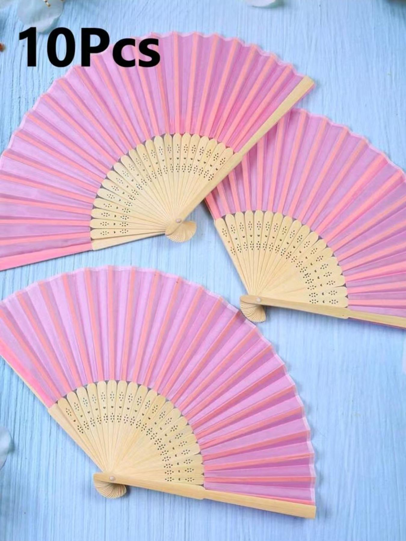 10pcs Paper Fans, Bamboo Folding Fans, Handheld Wedding Fans, Ideal for Brides, Proms, Gifts, Church, Home, Office Decor, DIY