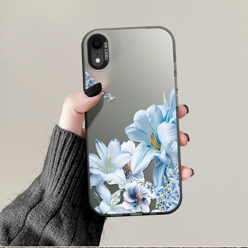 Phone case for iPhone XR Light Blue Lily & Tiny Blue Floral Case designer case Shockproof Crystal Clear Full Body Protection Colorful Silver Phone Case ROOCYMX3V