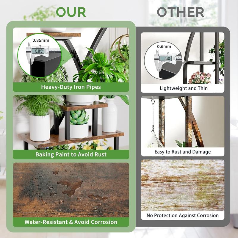 Tall Plant Stand Indoor with Grow Lights, 64" 8 Tiered Meta Plant Shelf, Large Corner Shelves Display Rack Flower Stand Holder for Living room, Patio