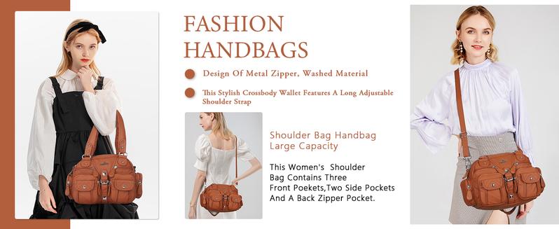 Angel Kiss Hobo Crossbody Purses for Women Shoulder Bag Multipocket Soft Hobo Purses Removable Strap Leather Handbags springtok