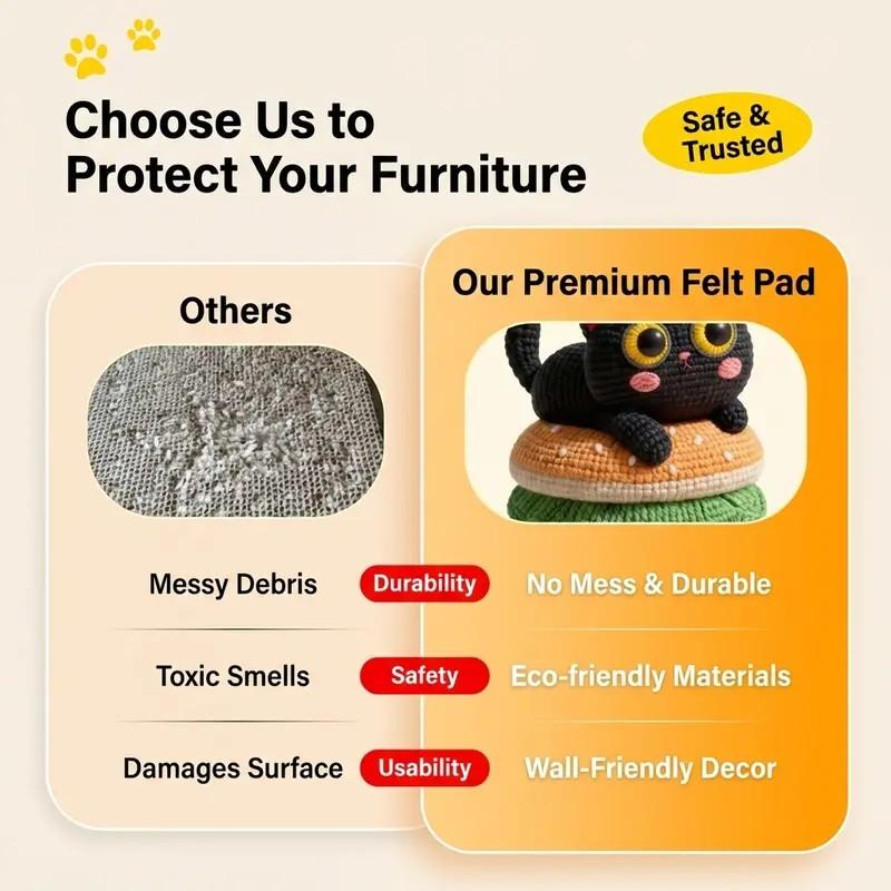 Self-Adhesive Cat Scratch Pad, 3D Visual Weaving Art Furniture Protector, Durable Felt Mat with Back Glue, Ideal for Walls, Sofas, Doors, Closets