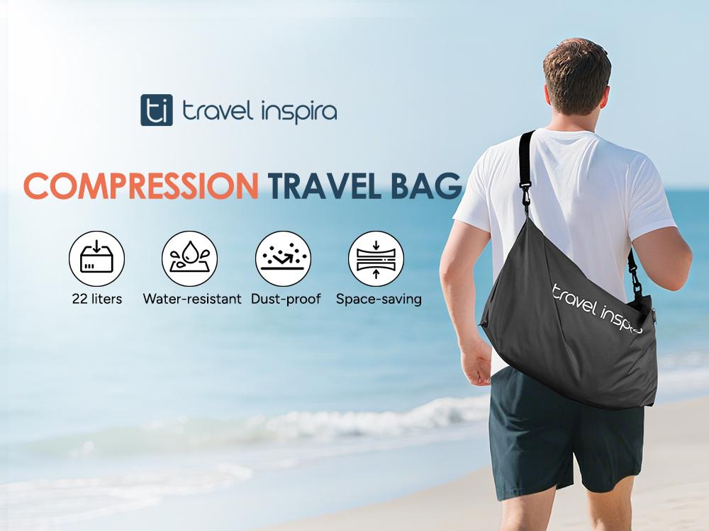 Travel Inspira Vacuum Bags with Pump | Ultra Durable Nylon Space Saver Compression Bags, IP67 Airtight Seal, Reusable Lightweight for Travel Luggage Backpack Outdoor, Light Black 2 Pack, TikTokShopSpringGlowUp