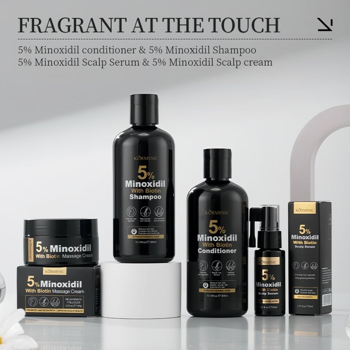Kormesic 5% Minoxidil Biotin Hair Care Set, Anti-Hair Loss Growth, Nourishing Repair, Oil Control Dandruff Treatment, Men Women Beginners Kit