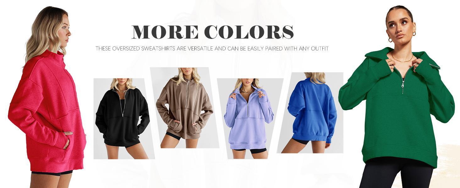 Women's Half Zip Sweatshirt Colors