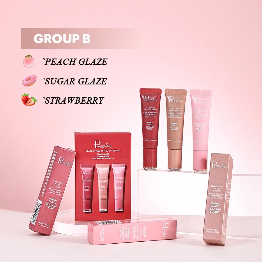 Page Vine Lip Gloss Set, Liquid Lipstick & Balm Trio, Moisturizing Long-Lasting Formula, Berry Color, Perfect for Women