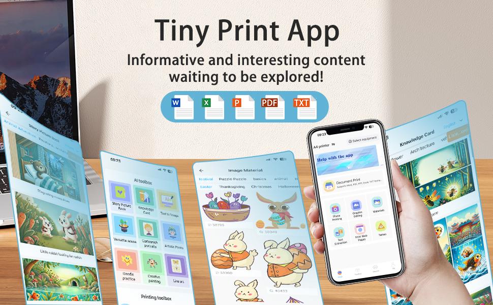 Portable Thermal Wireless Printers for Home Use, Inkless-Bluetooth-Printer Support for 8.5"x11" US Letter & A4 Size Thermal Paper Compatible with iOS, Android & Laptop for Tattoo,Travel,Office，office accessories