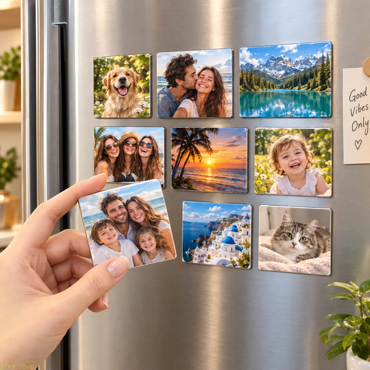 Transparent Acrylic Square Magnetic DIY Frames with Magnetic Backing - Refrigerator Magnets for Artwork Display, Family Gifts, Kitchen Decor Crafts