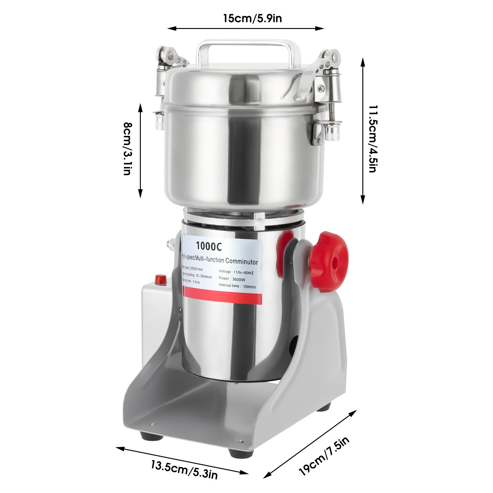 3600W Electric Grain Grinder Mill 30000RPM Stainless Steel Commercial Spice Grinder for Coffee Herbs Nuts 50-300 Mesh 3600W Electric Grain Grinder Mill 30000RPM Stainless Steel Commercial Spice Grinder for Coffee Herbs Nuts 50-300 Mesh