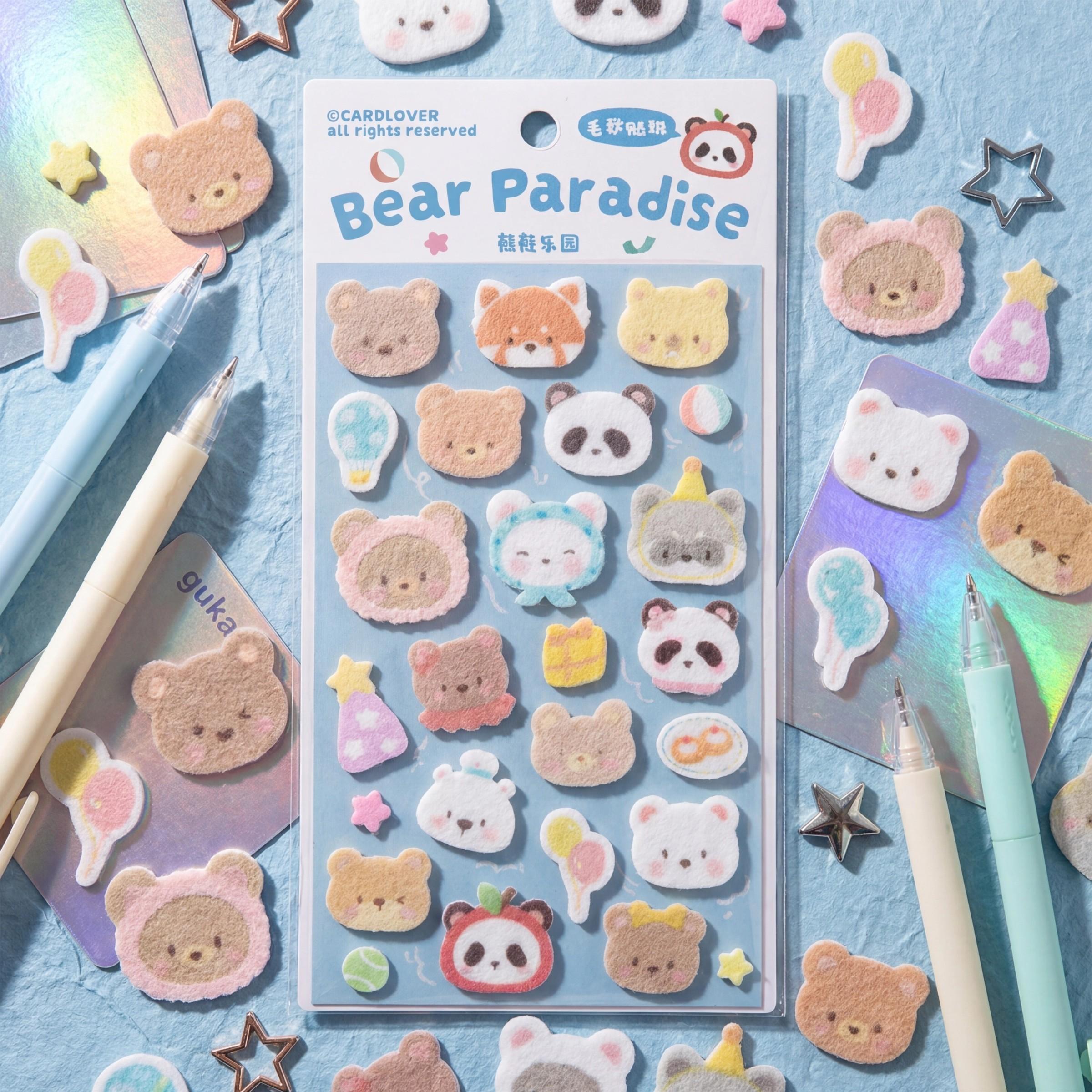 Cartoon Bear Play Mat Felt Stickers, High-Quality Embossed Decals for Scrapbooks, Notebooks, Phone & Tablet Decorations