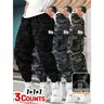 3 piece Men's Tactical Work Pants, Outdoor Camouflage Design, Training, Multi Pocket Pants, Hiking and Camping, Lightweight, Breathable, Quick Drying Sports Pants