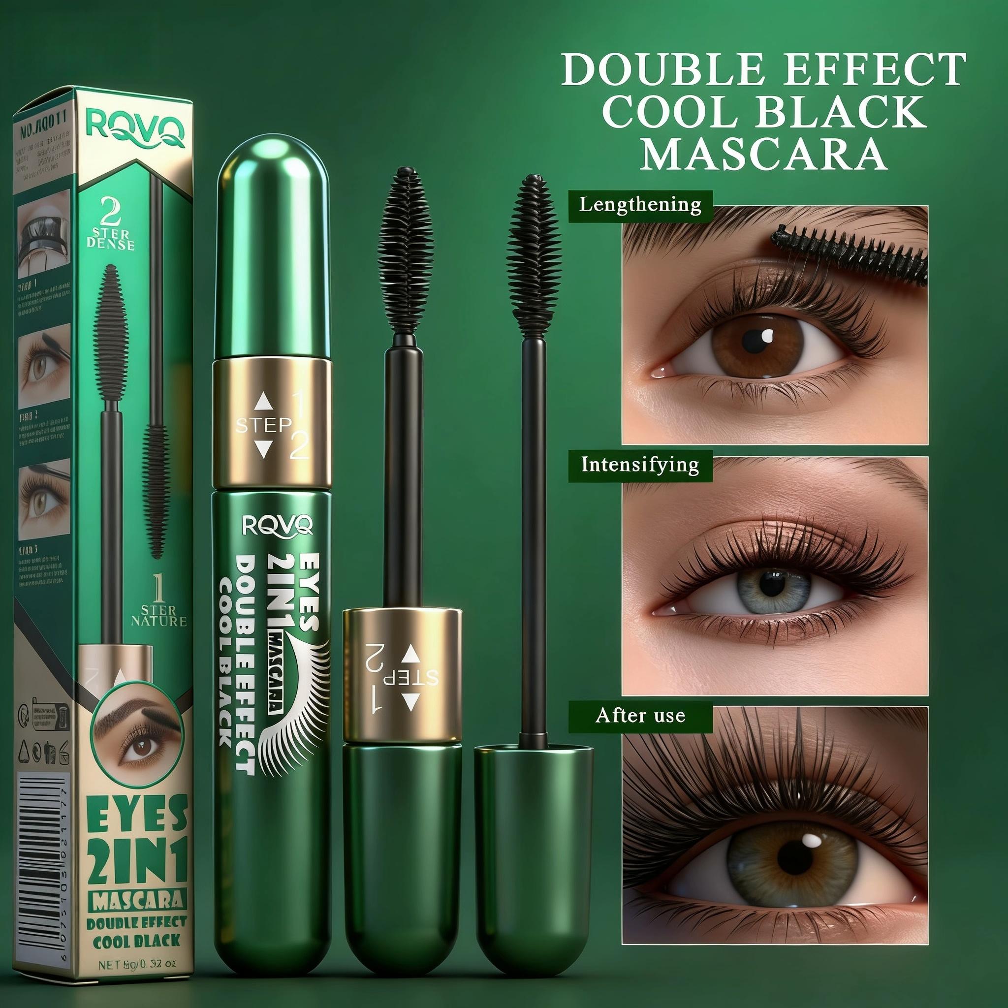 2-in-1 waterproof mascara, anti-smudging, non-greasy, long-lasting, curling mascara, Eyelashes Mascara, Smudge Proof Mascara