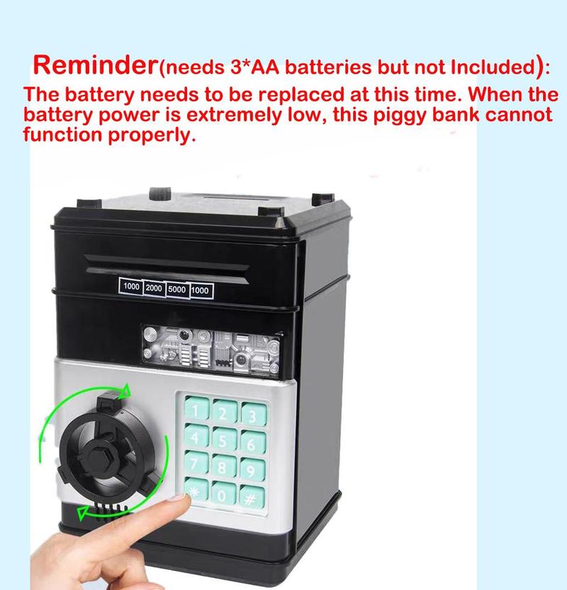 Electronic Piggy Bank Mini ATM Password Money Bank Cash Coins Saving Box for Kids, Cartoon Safe Bank Box Perfect Toy Gifts for Girls Boys( needs 3*AA batteries but NOT Included)