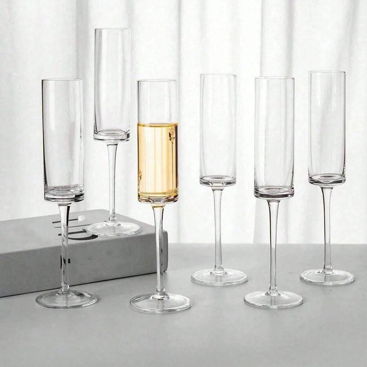 3/6 Pack Shatterproof Acrylic Champagne Glasses, 5.5oz Reusable Highball Cups, Transparent Martini Glasses, Perfect for Cocktails and Desserts
