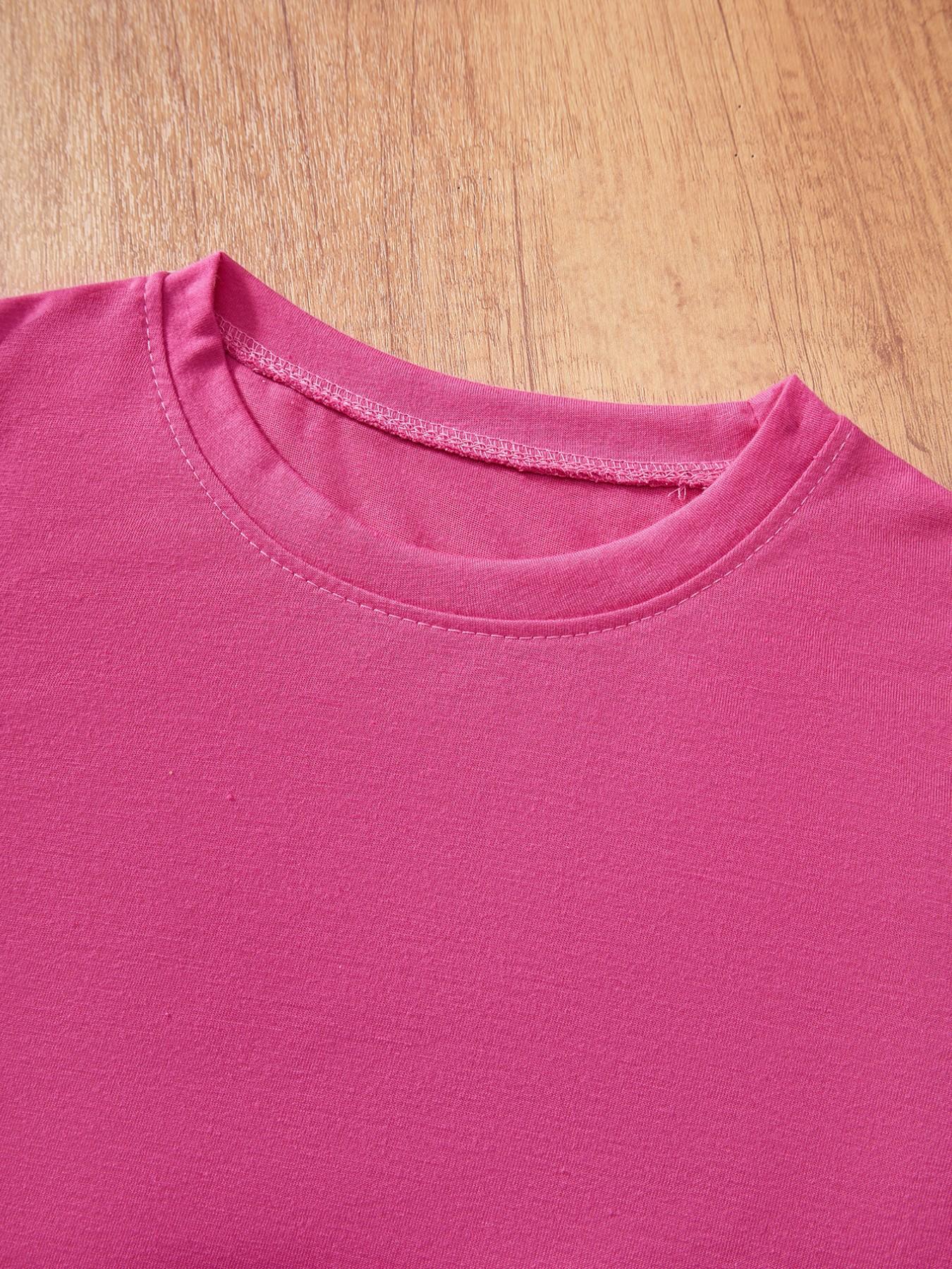 Girls' Kpop Print 2-Piece Set, Casual Sporty Short Sleeve Top & Bell Bottom Pants, Comfortable Elastic Waist, Spring Summer