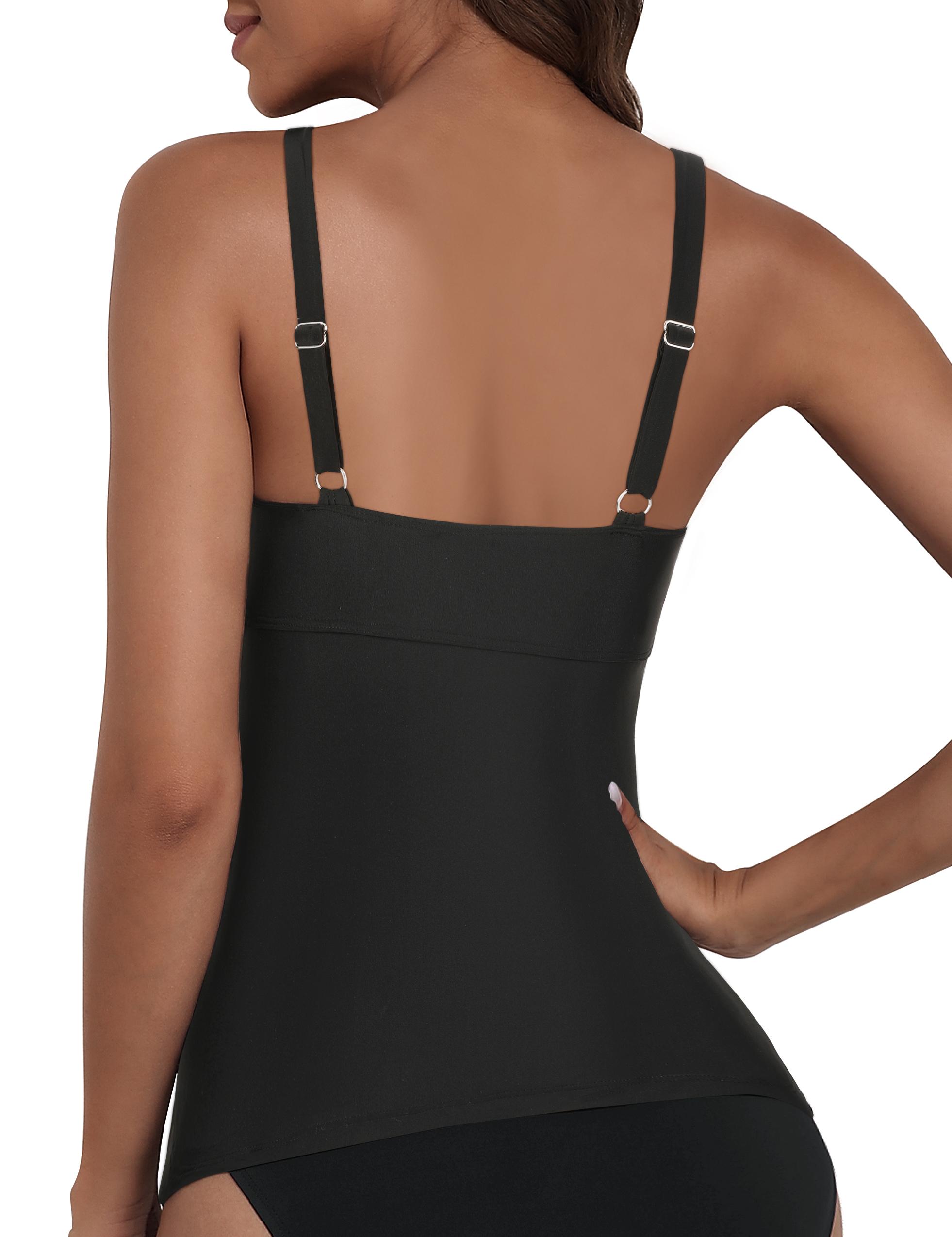 Hilor Women's Underwire Tankini Top Ruched Tummy Control Bathing Suit Tops Push Up Top Swimsuit Front Twist Swim Top Only