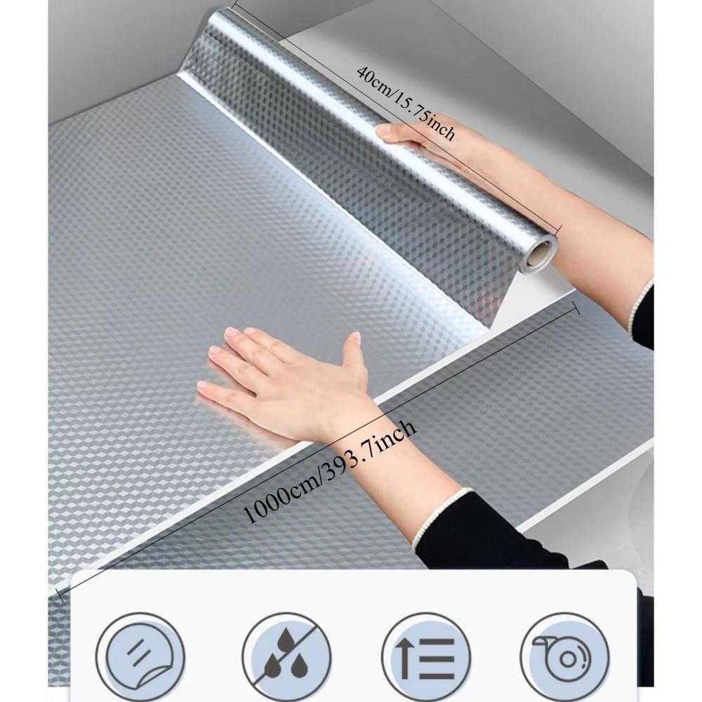 Kitchen Wallpaper Oil Proof Sticker, Aluminum Foil Backsplash, Self-Adhesive, Waterproof and Heat Resistant, 40cm Wide