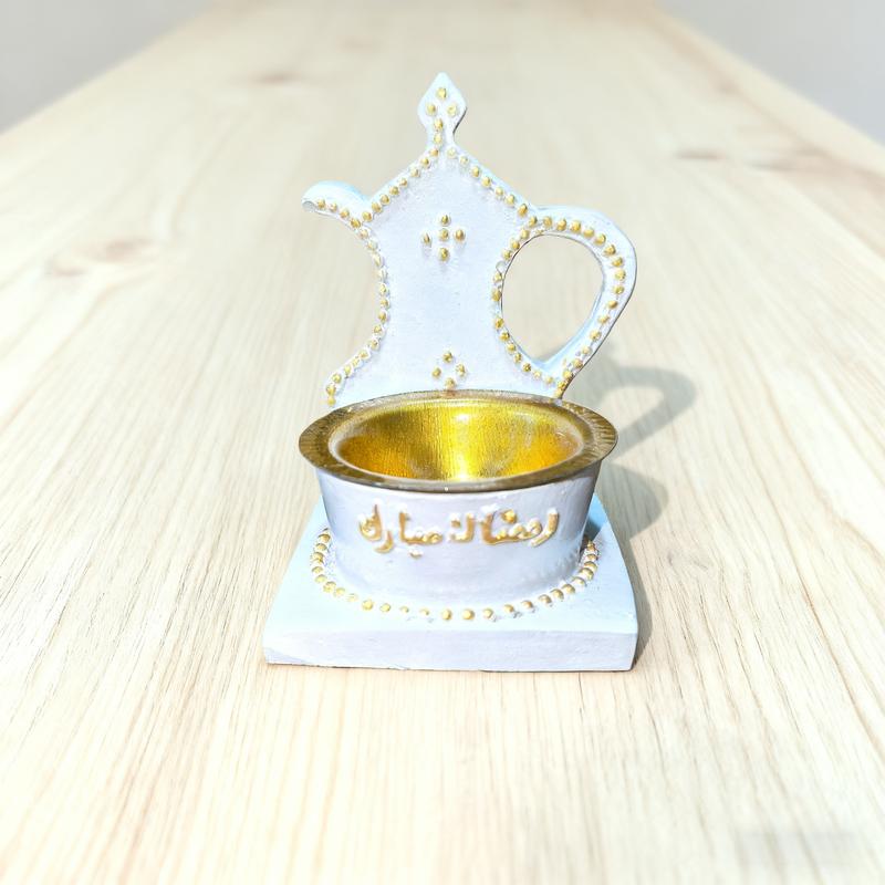 1PC Arabic Calligraphy Incense Burner Fragrance Incense | Islamic Resin Bakhoor Holder with Gold Accents | Ramadan/Eid Home Decor