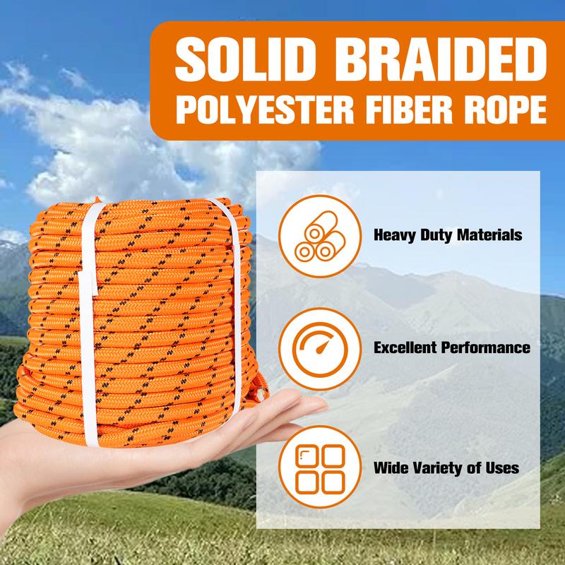 findmall Outdoor 1/2Inch 24 Braided Polyester Rope Tree Work Rope Rigging Rope for Outdoor Swing Camping In Multicolor 100/ 150/200 FT