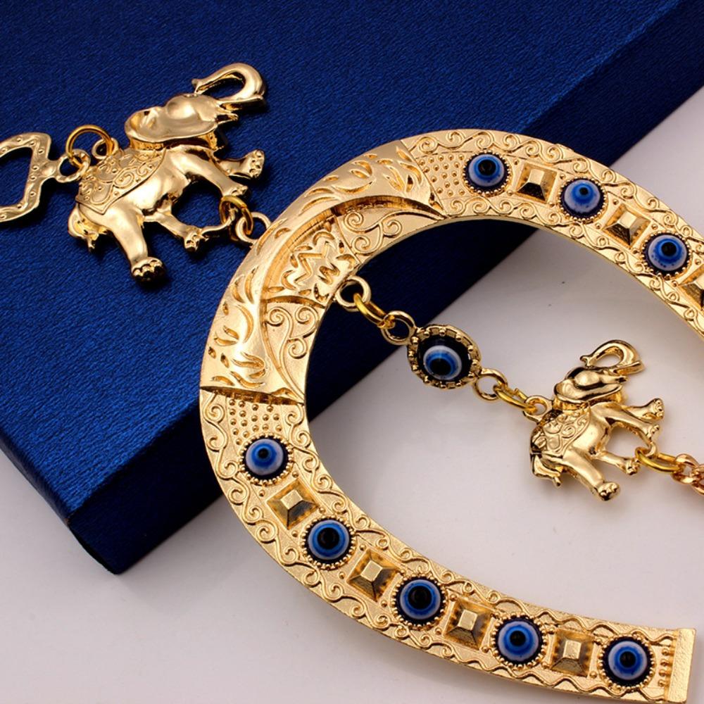 Elephant & Eye Design Hanging Decor, 1 Count Creative Wall Hanging Ornament, Wall Hanging Decor for Home Living Room Bedroom, Golden Hangable Decoration, Boho Decoration