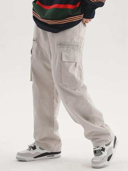 Trendy Multi-Pocket Zipper Work Pants, American Vintage Straight Leg Cargo Pants, Street Style High-Street Casual Trousers