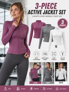 Women's All Season Zipper Long Sleeve Stand Collar Sport Jacket, Sun Protection Windproof Running Fitness Yoga Top S-3xl, Sports Yoga Jacket, Workout Jackets, Gym Jacket