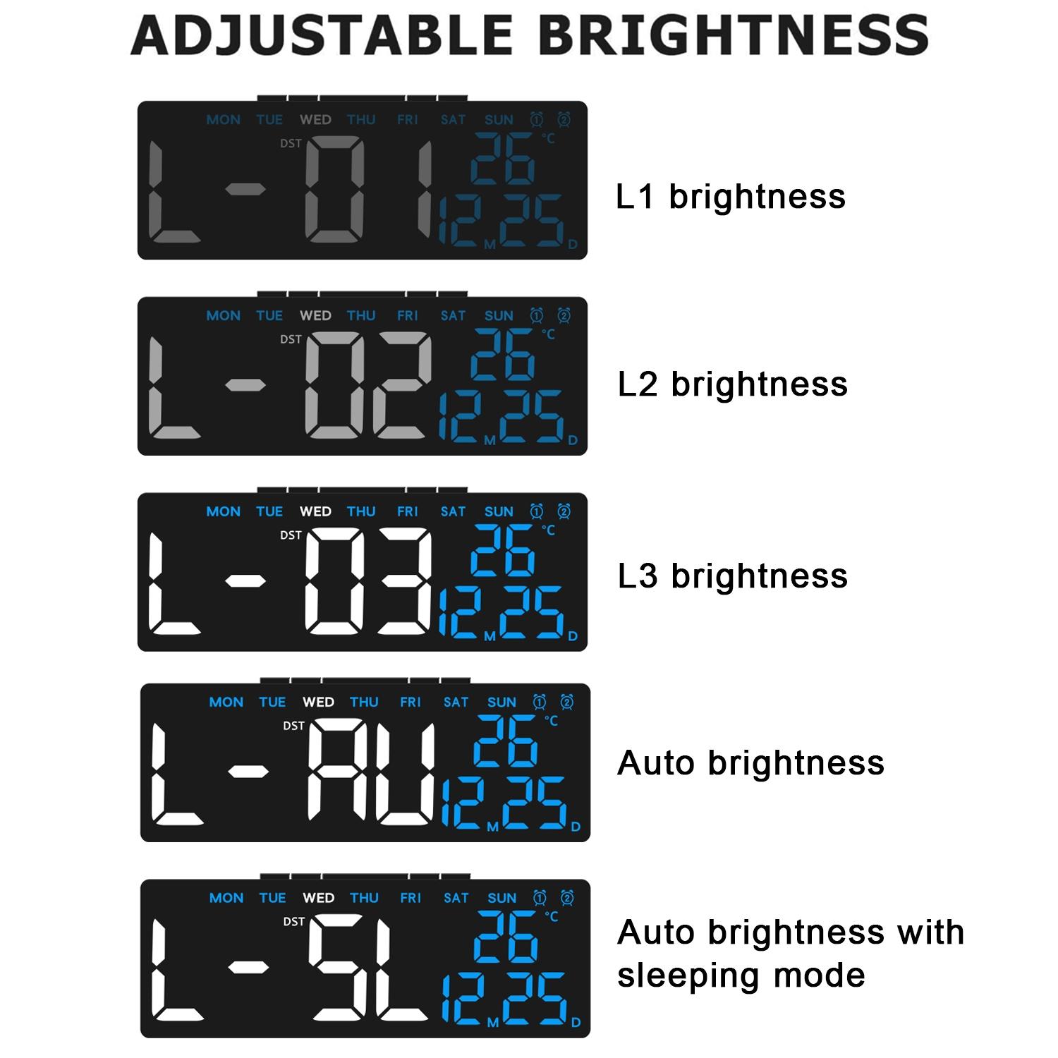 Vintage Style Practical LED Clock, Desktop Electronic Clock, Date Temperature Week Display, Modern Digital, Adjustable Brightness, Snooze, Home Office Bedroom