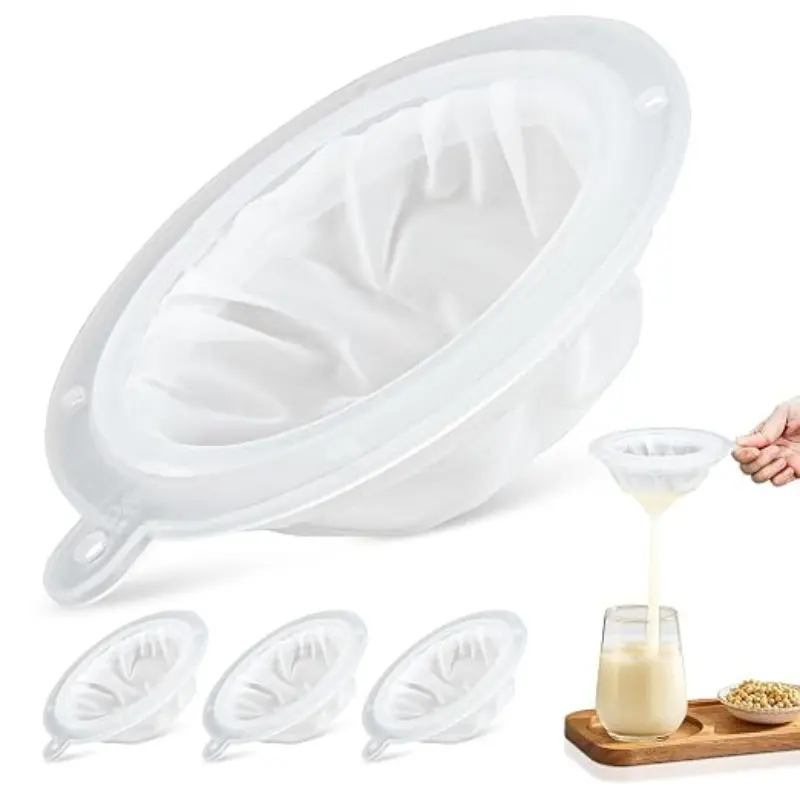 Food Grade Nylon Mesh Strainer, Fine Mesh Sieve Filter for Soy Milk, Juice, Yogurt, Coffee, Kitchen Straining Tool, Durable & Efficient