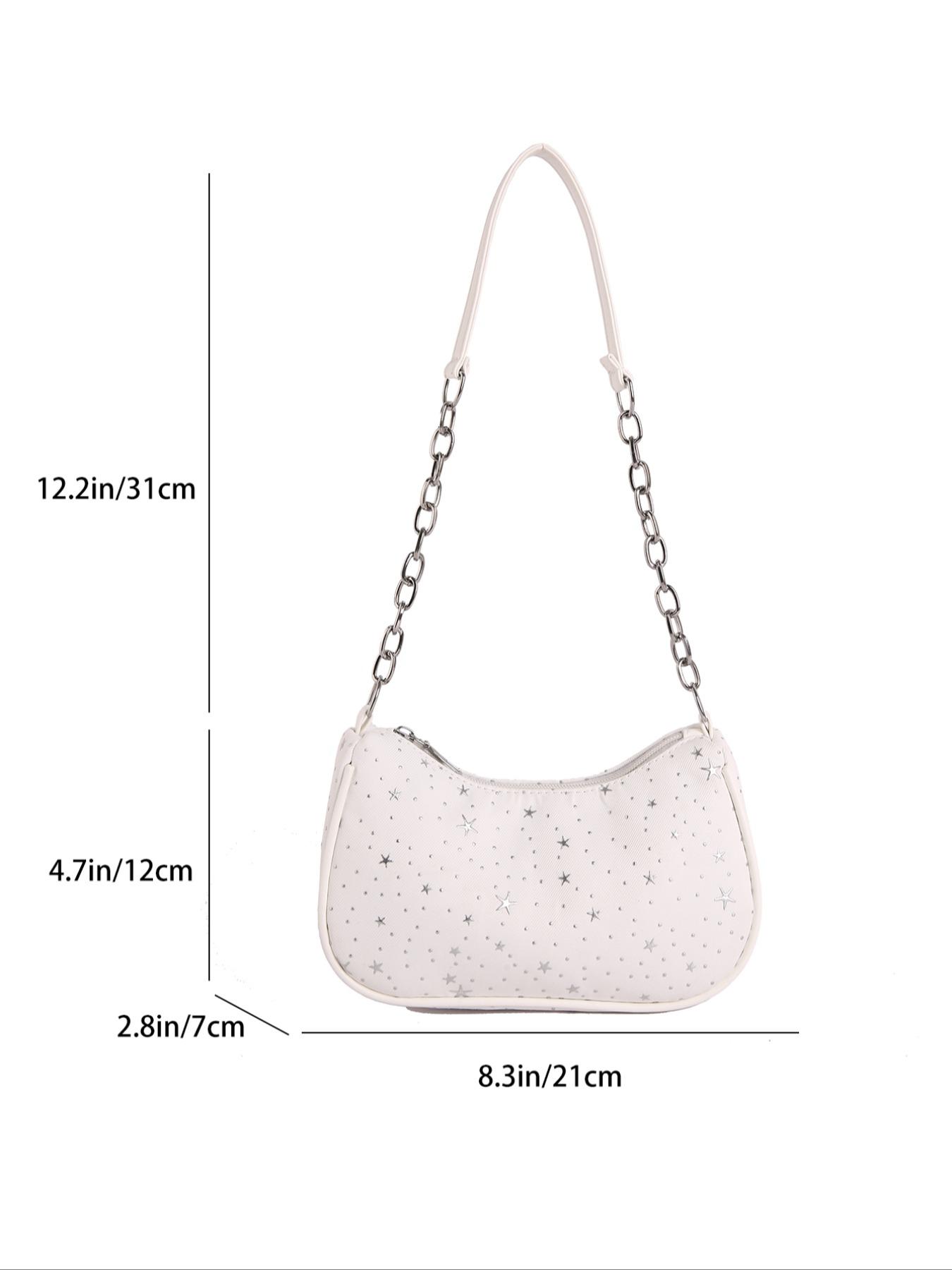 Gentle Star Print Underarm Bag, Adjustable Drawstring Handle, Spring Summer Commuter Shoulder Bag, Trending 2026 Fashion Accessory