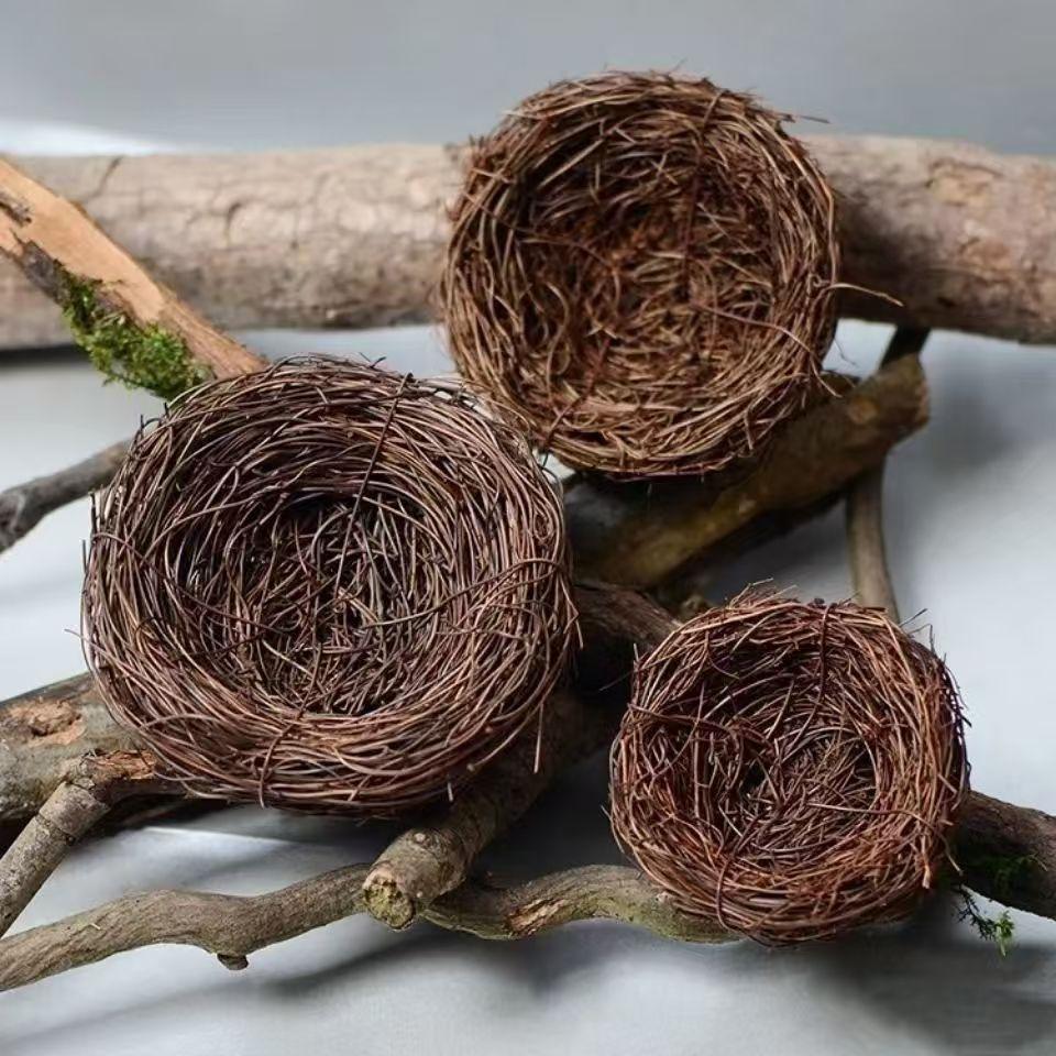 2pcs Handmade Natural Material Bird Nest Models, Garden Courtyard Home Party Wedding Decor Gifts, Desktop Ornament for Bird Lovers