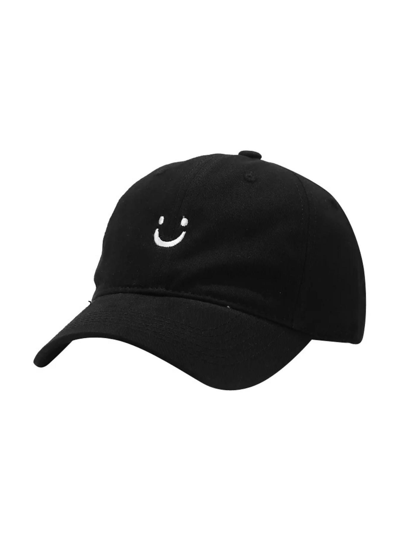 Soft Cotton Baseball Cap for Women Men Smile Face Embroidery Adjustable Low Profile Unstructured Snapback Dad Hat